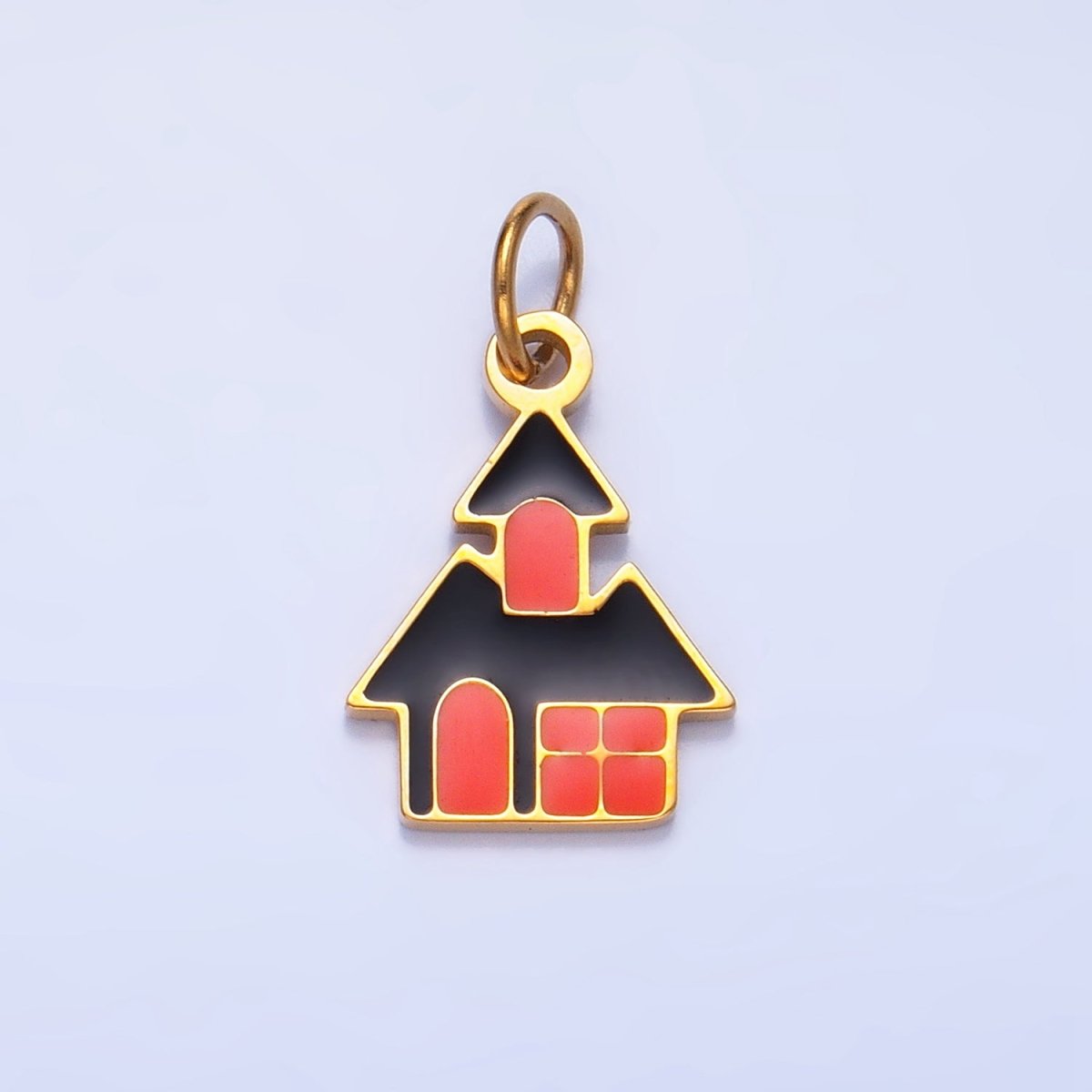 Stainless Steel Enamel Spooky House Home Halloween Holiday Charm | P1529