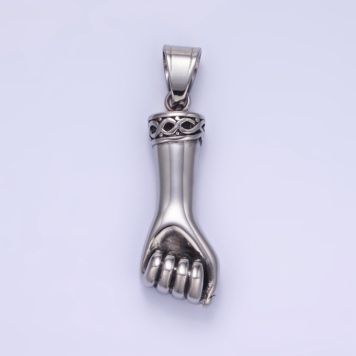 Stainless Steel Fist Hand Gesture Minimalist Oxidized Silver | P1451