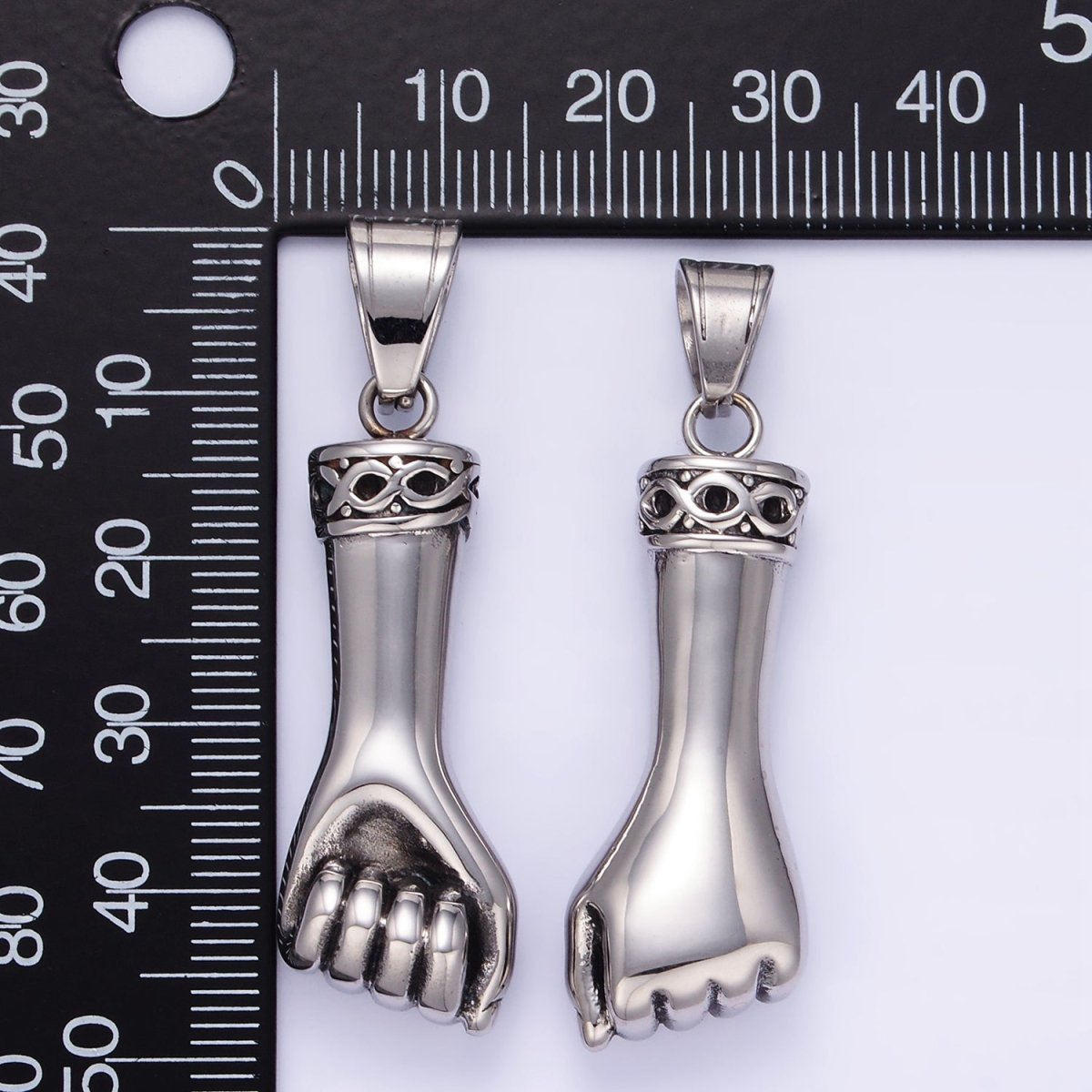 Stainless Steel Fist Hand Gesture Minimalist Oxidized Silver | P1451
