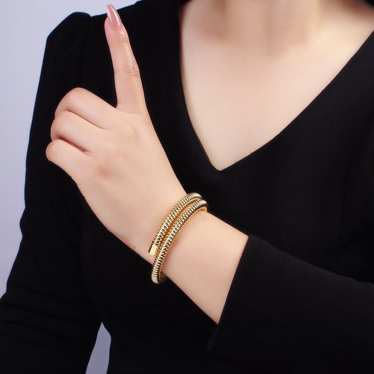 Stainless Steel Flexi Coil Spring Band Twisted Rope Bangle Bracelet | WA-153