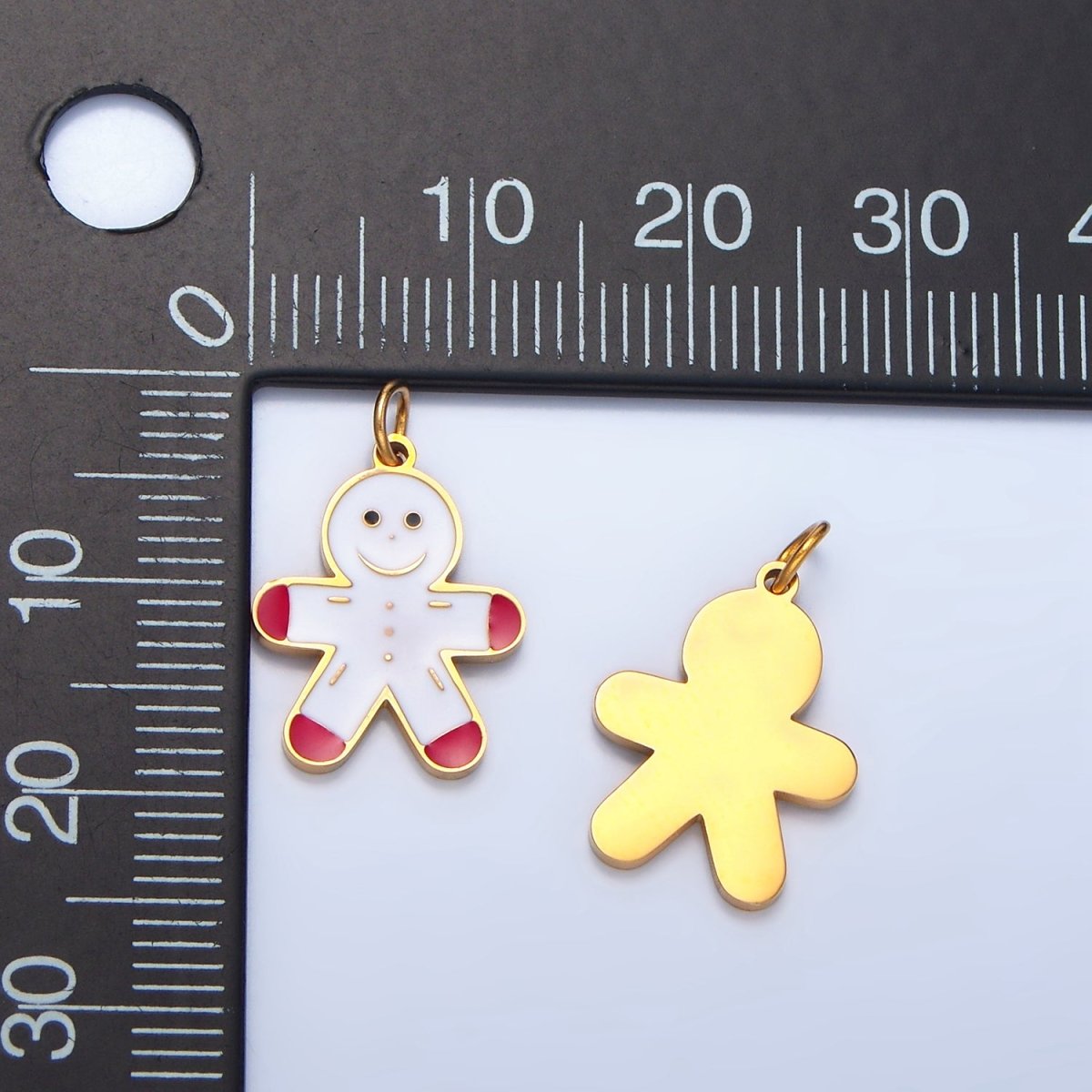 Stainless Steel Gingerbread Man Enamel Christmas Holiday Charm | P1512