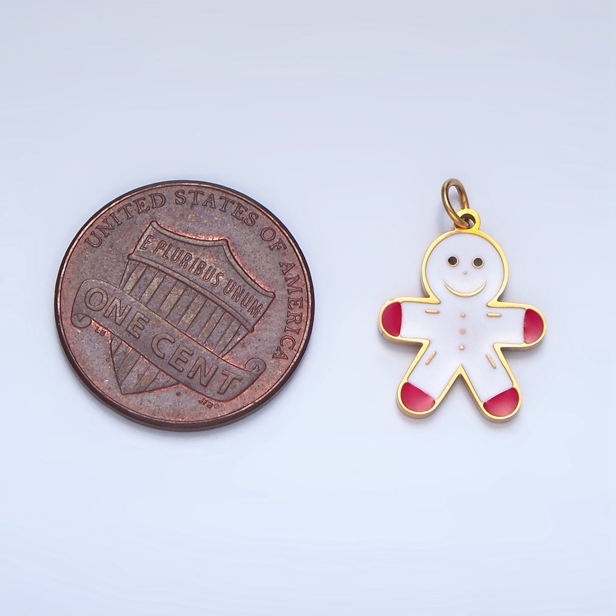 Stainless Steel Gingerbread Man Enamel Christmas Holiday Charm | P1512