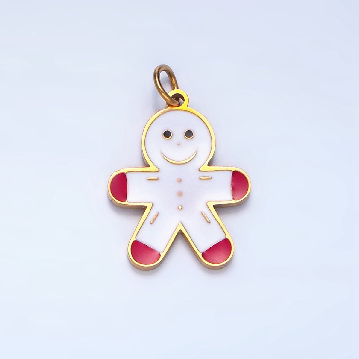 Stainless Steel Gingerbread Man Enamel Christmas Holiday Charm | P1512