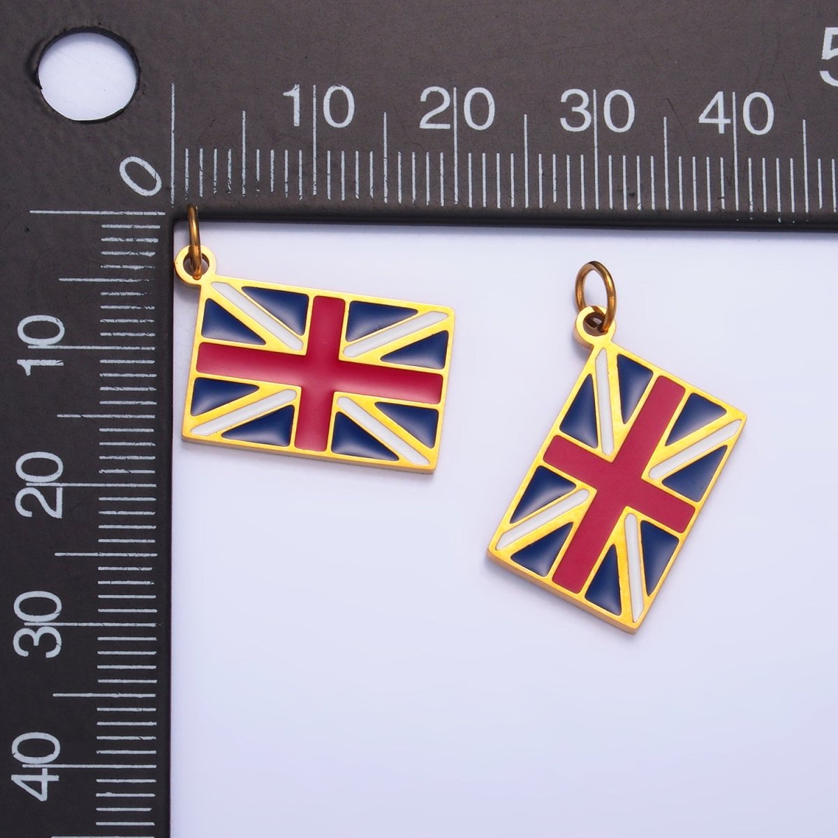Stainless Steel Gold Union Jack England Flag Charm | P1440