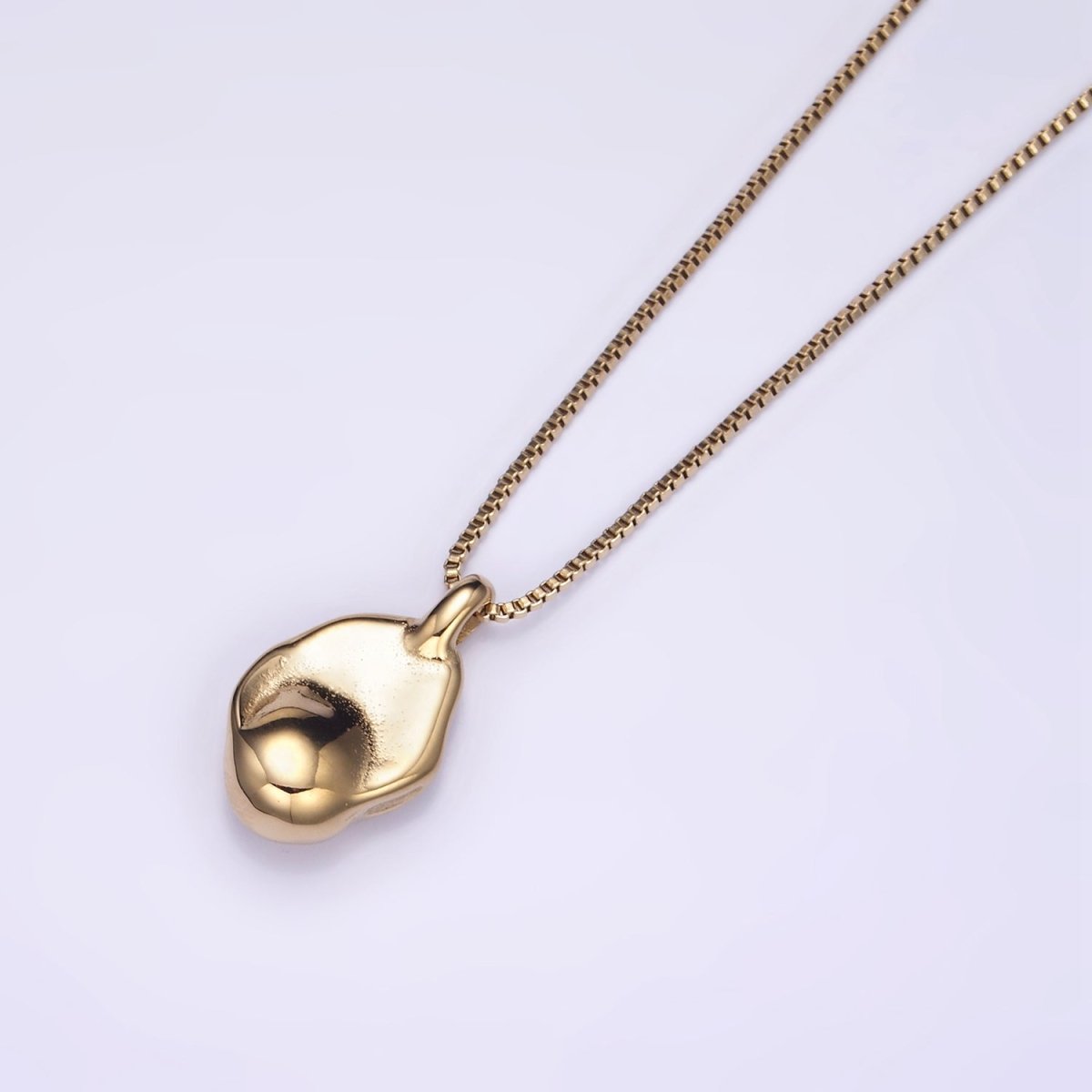 Stainless Steel Hammered Pendant Box Chain Necklace w. 2 Inch Extender | WA-2549