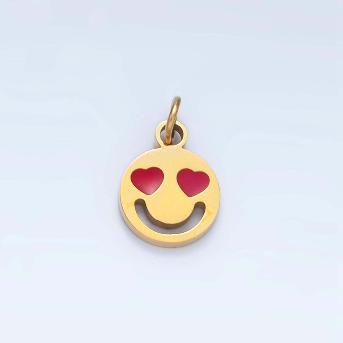 Stainless Steel Heart Eyes Smiley Face Mini Charm | P678
