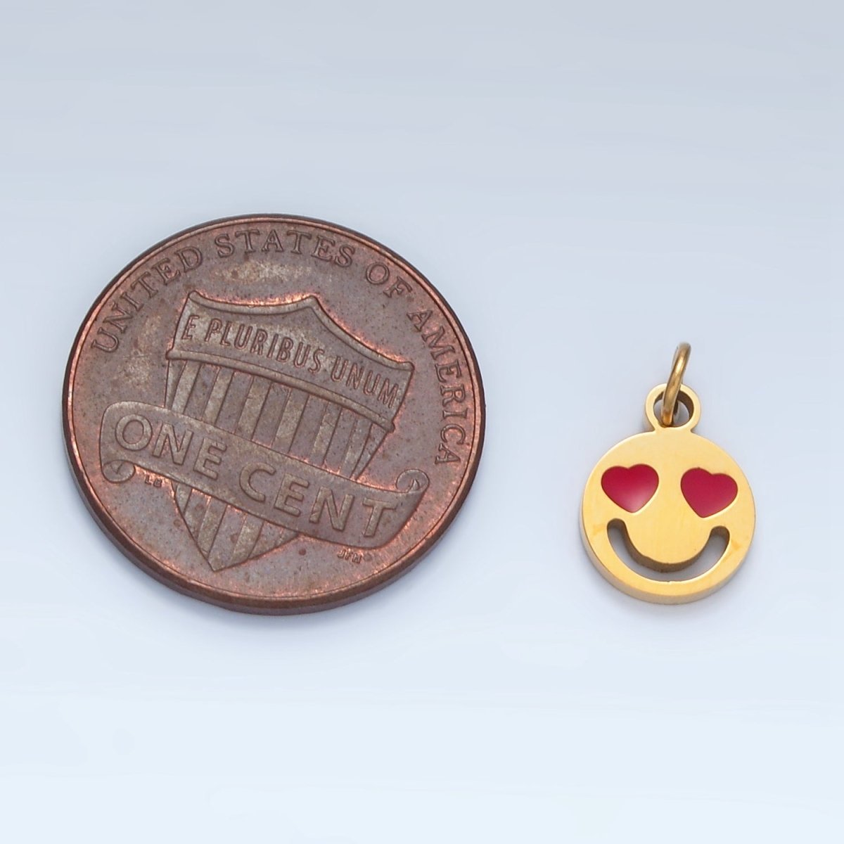 Stainless Steel Heart Eyes Smiley Face Mini Charm | P678