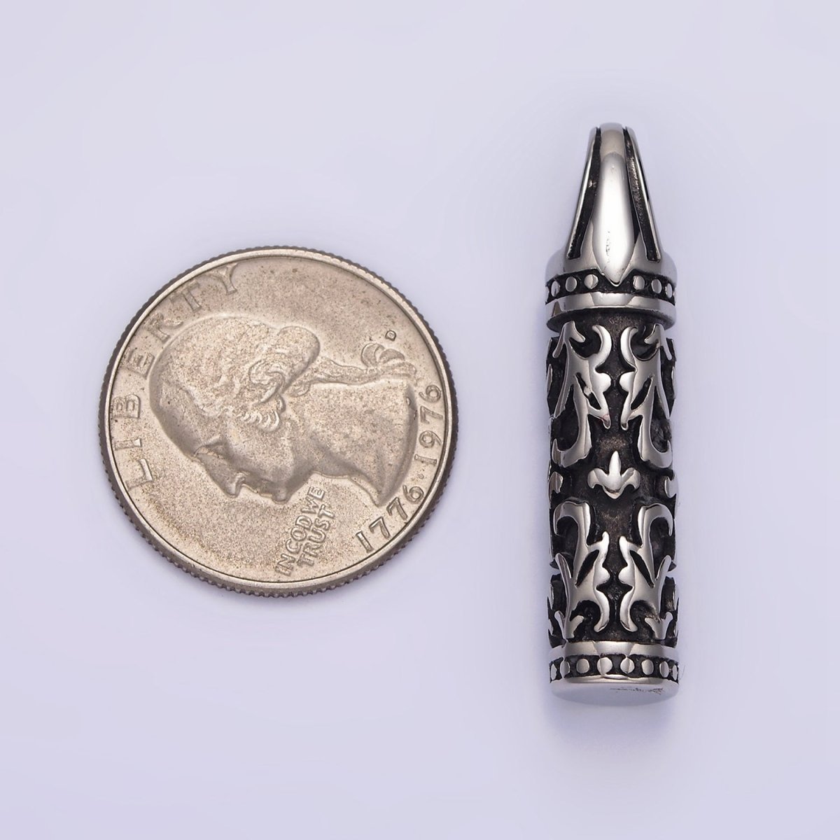 Stainless Steel Jewish Star of David Curved Line Engraved Cylinder Tube Pendant | P-766