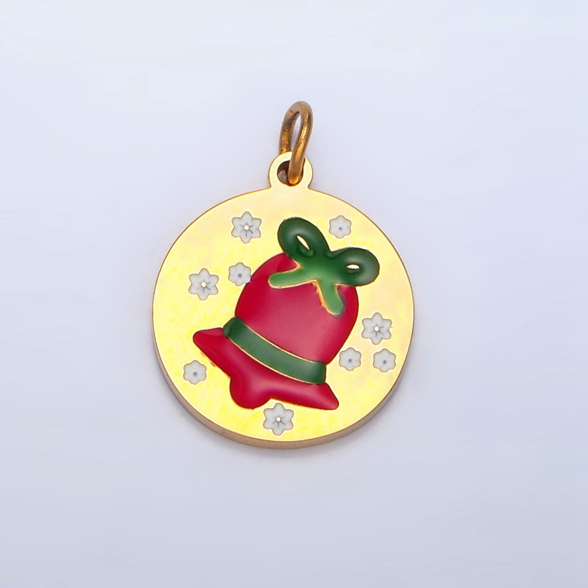 Stainless Steel Jingle Bell Enamel Christmas Holiday Charm | P1303