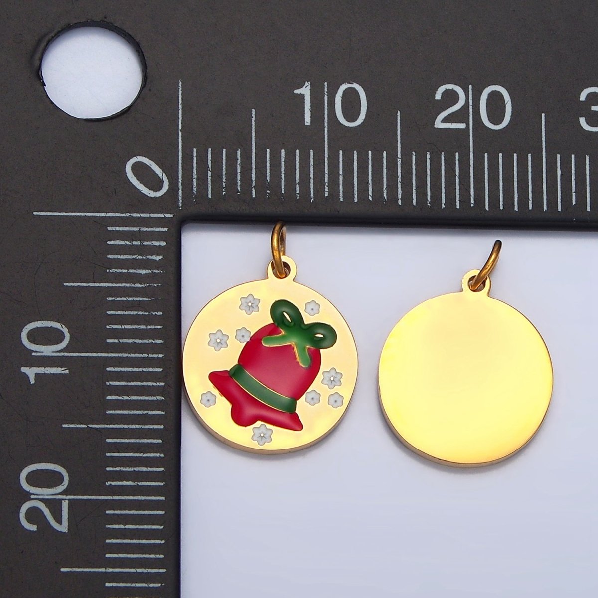 Stainless Steel Jingle Bell Enamel Christmas Holiday Charm | P1303