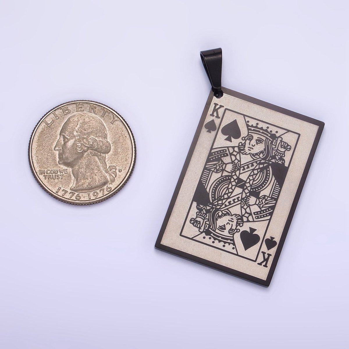 Stainless Steel King of Heart Pendant King of Skull Charm Poker Playing Card in Gold & Silver | P1439