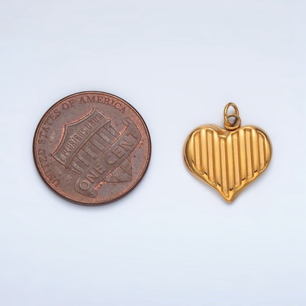 Stainless Steel Mini Bar Lined Heart Charm | P1046