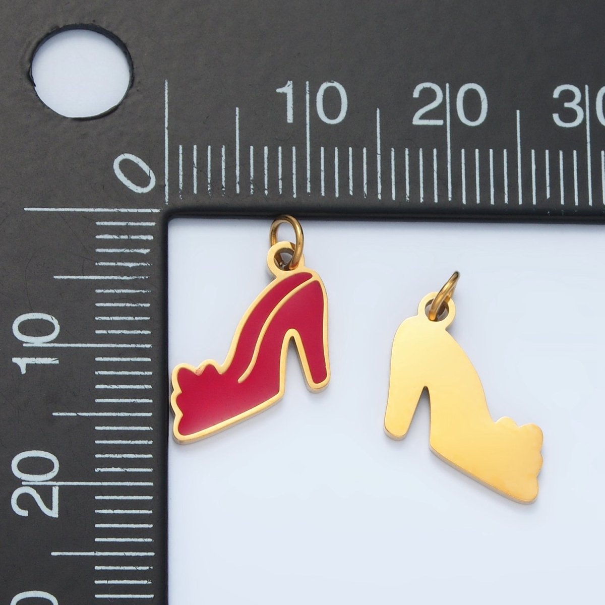 Stainless Steel Mini Red Heels Enamel Charm | P683
