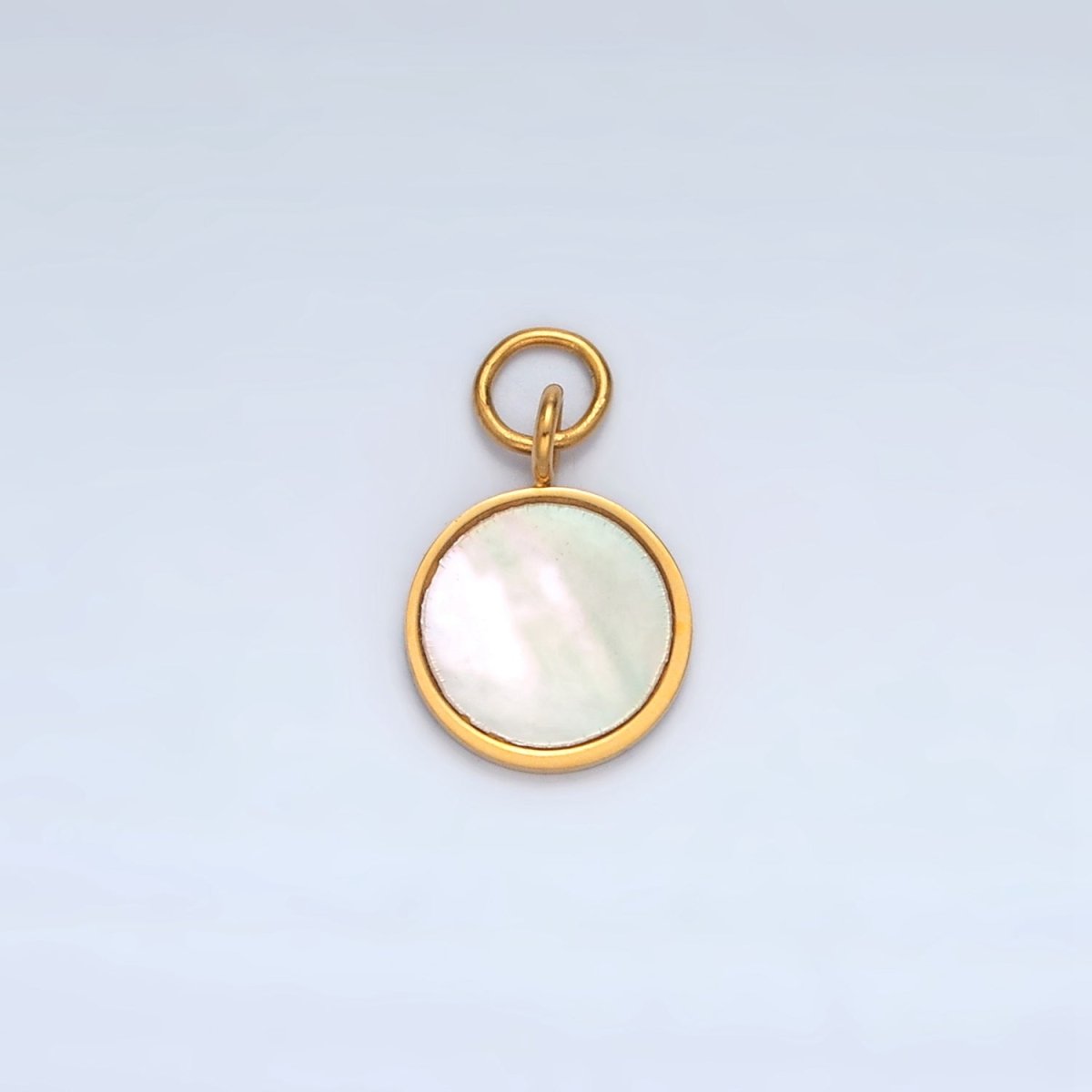 Stainless Steel Mini Shell Pearl Round Charm | P1036