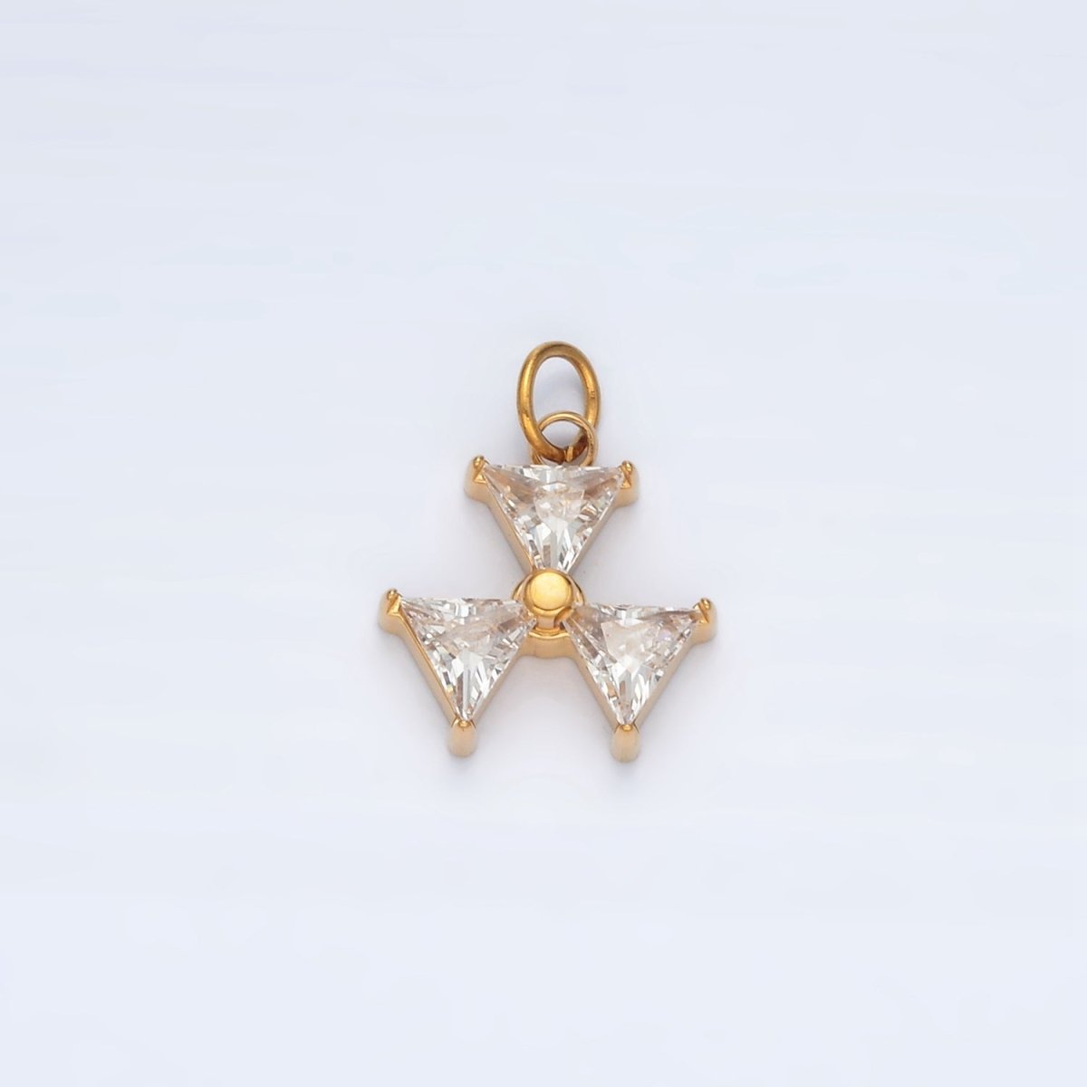 Stainless Steel Mini Triple Triangle CZ Add-On Charm | P1035