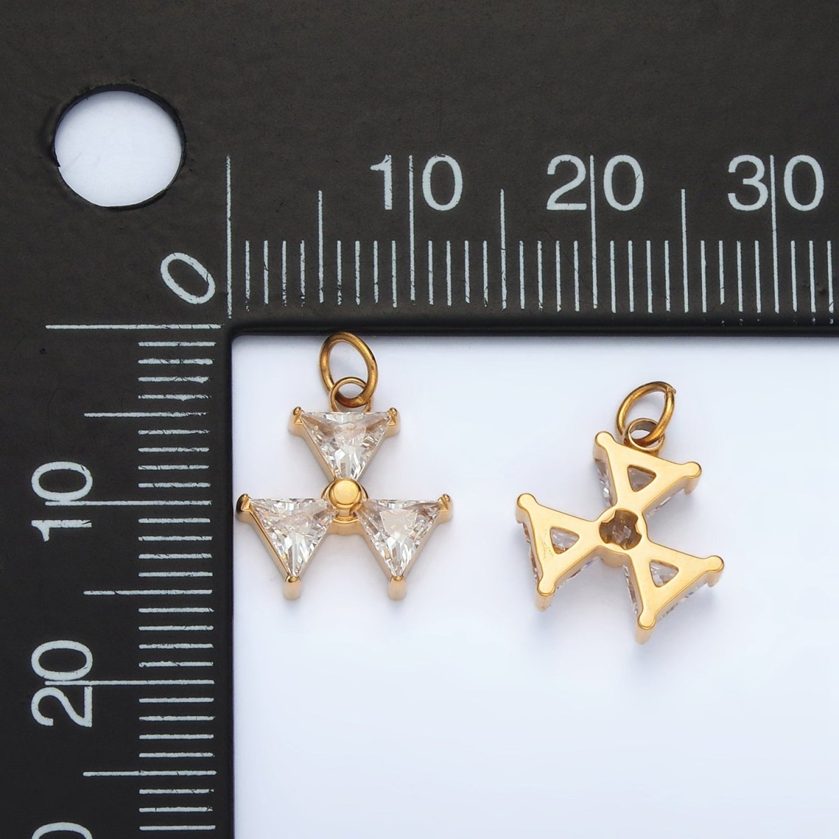 Stainless Steel Mini Triple Triangle CZ Add-On Charm | P1035