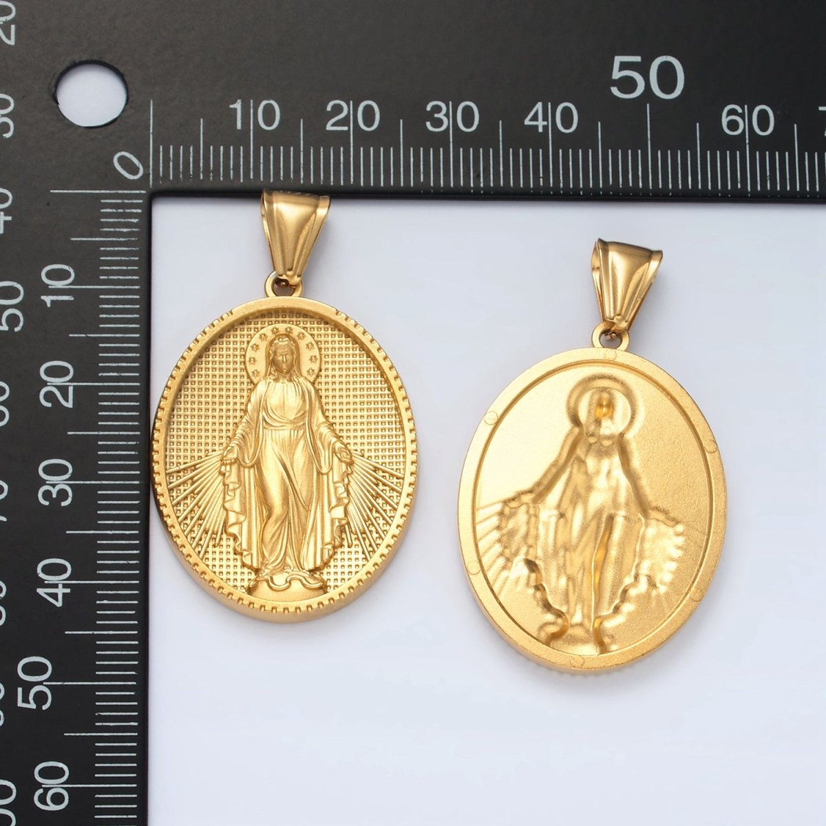 Stainless Steel Miraculous Mary Guadalupe Religious Figure Oval Pendant | P1472