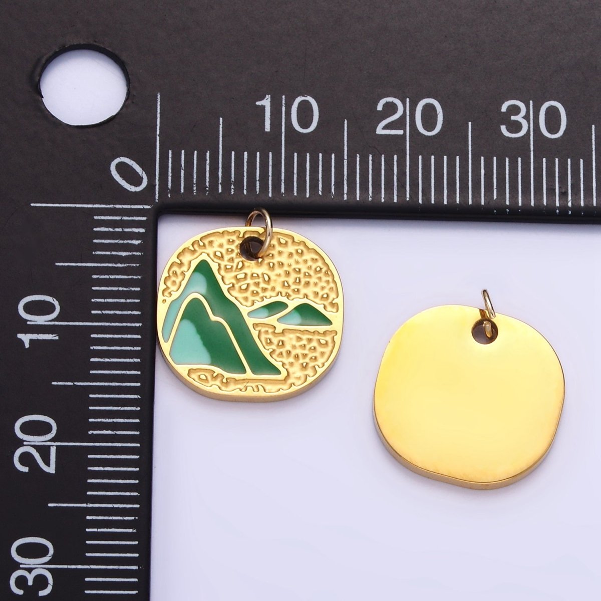 Stainless Steel Mountain Charm Enamel Earth Jewelry Pendant | P1007