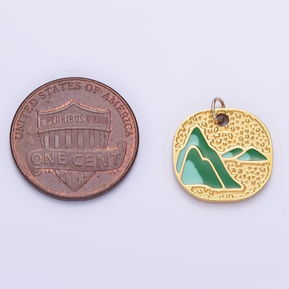 Stainless Steel Mountain Charm Enamel Earth Jewelry Pendant | P1007
