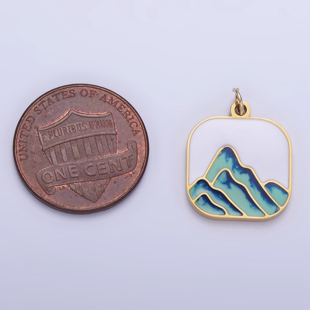 Stainless Steel Mountain Nature Square Enamel Charm | P1011