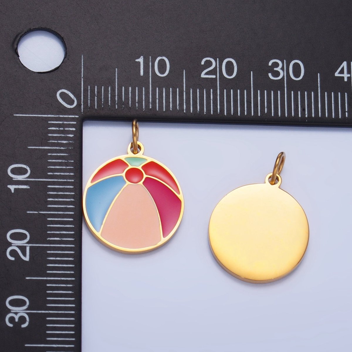 Stainless Steel Multicolor Enamel Beach Ball Charm | P1527
