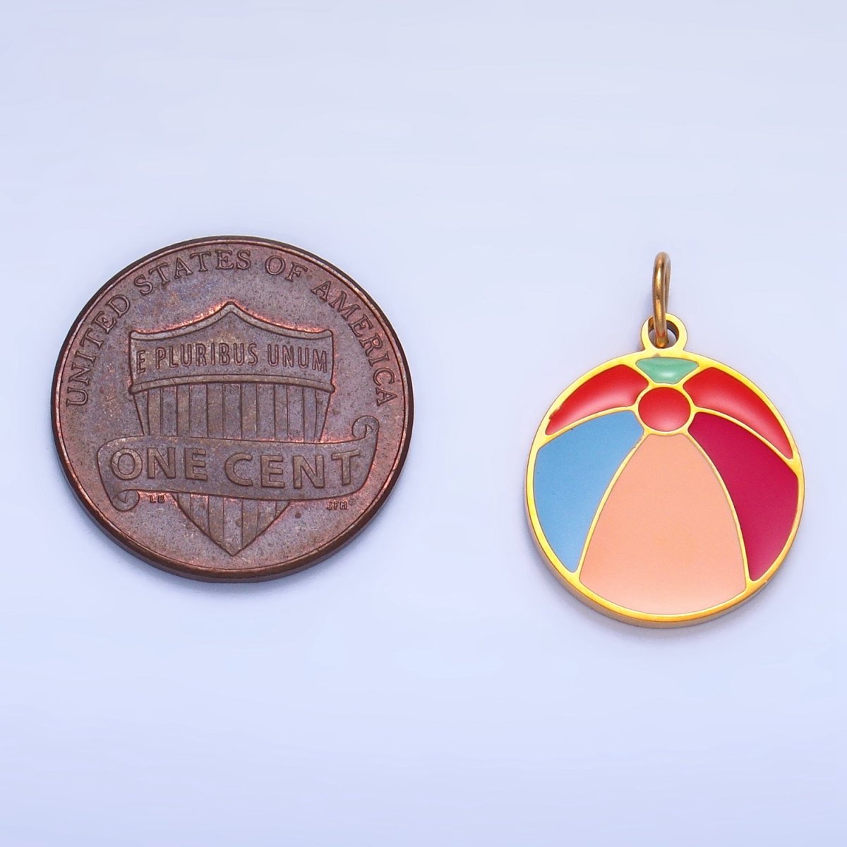Stainless Steel Multicolor Enamel Beach Ball Charm | P1527