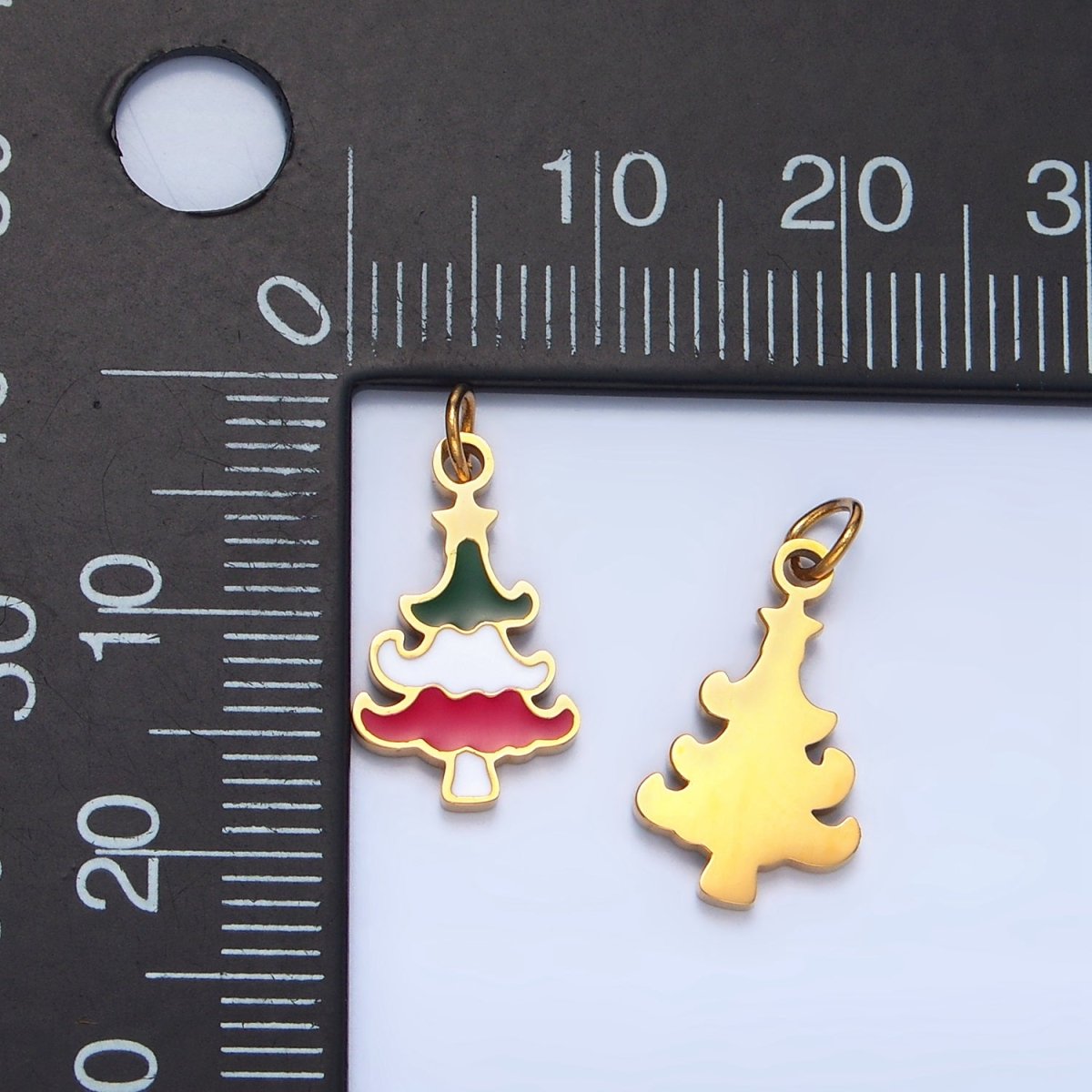 Stainless Steel Multicolor Enamel Christmas Tree Holiday Charm | P1385