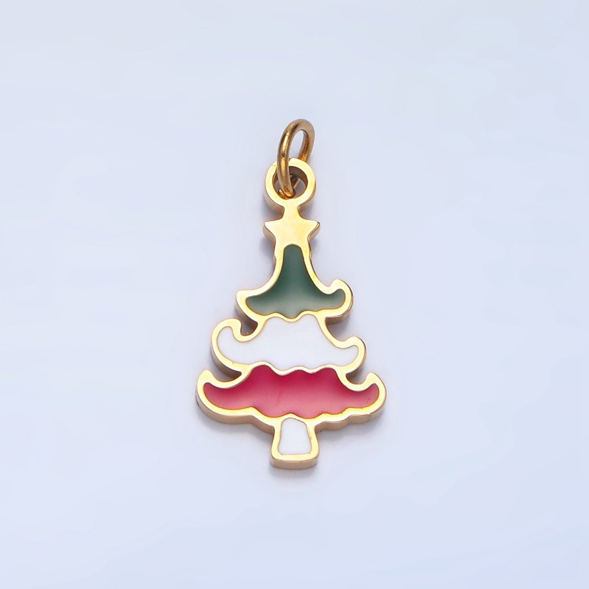 Stainless Steel Multicolor Enamel Christmas Tree Holiday Charm | P1385