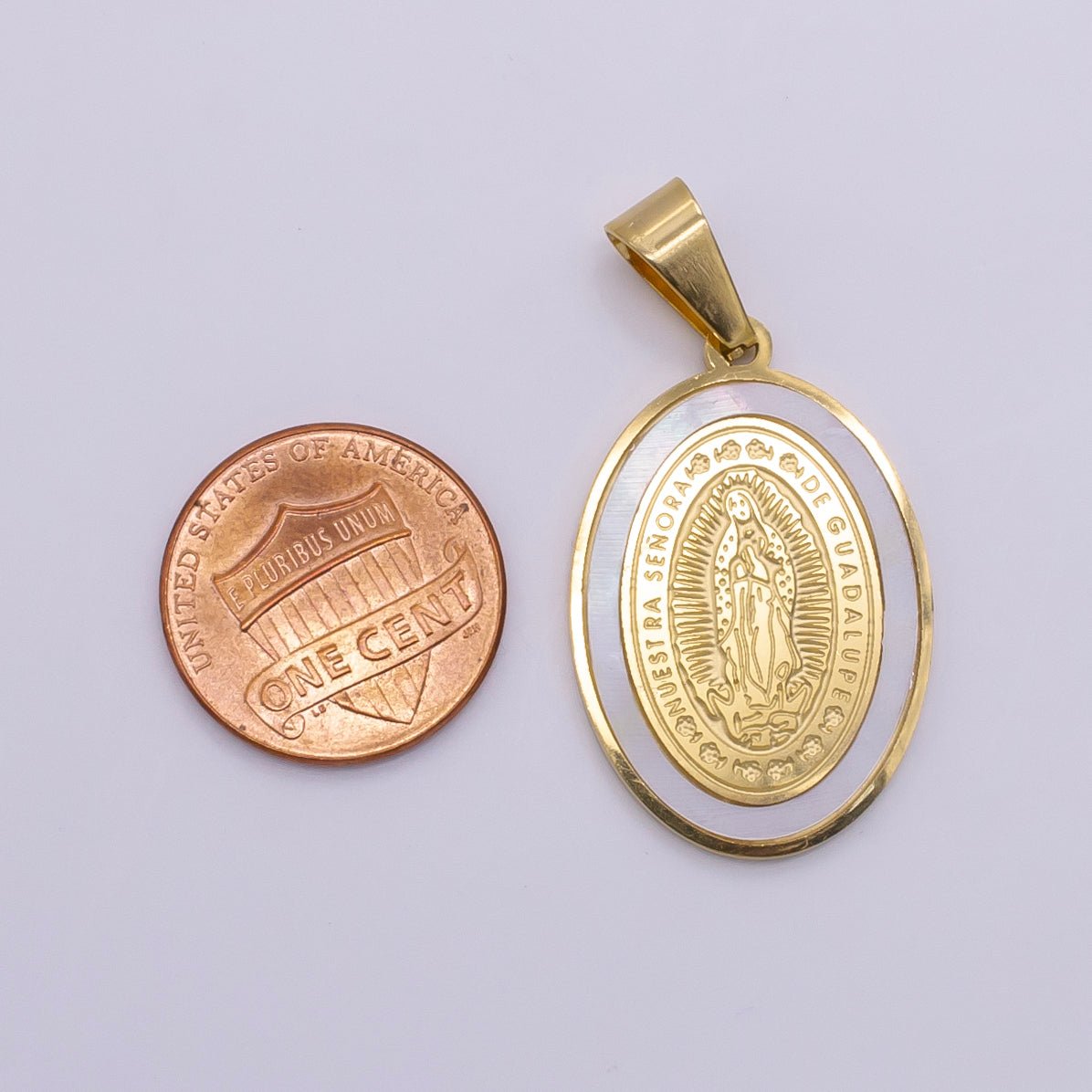 Stainless Steel "Nuestra Señora Guadalupe" Mother Mary Oval Pendant | P1479