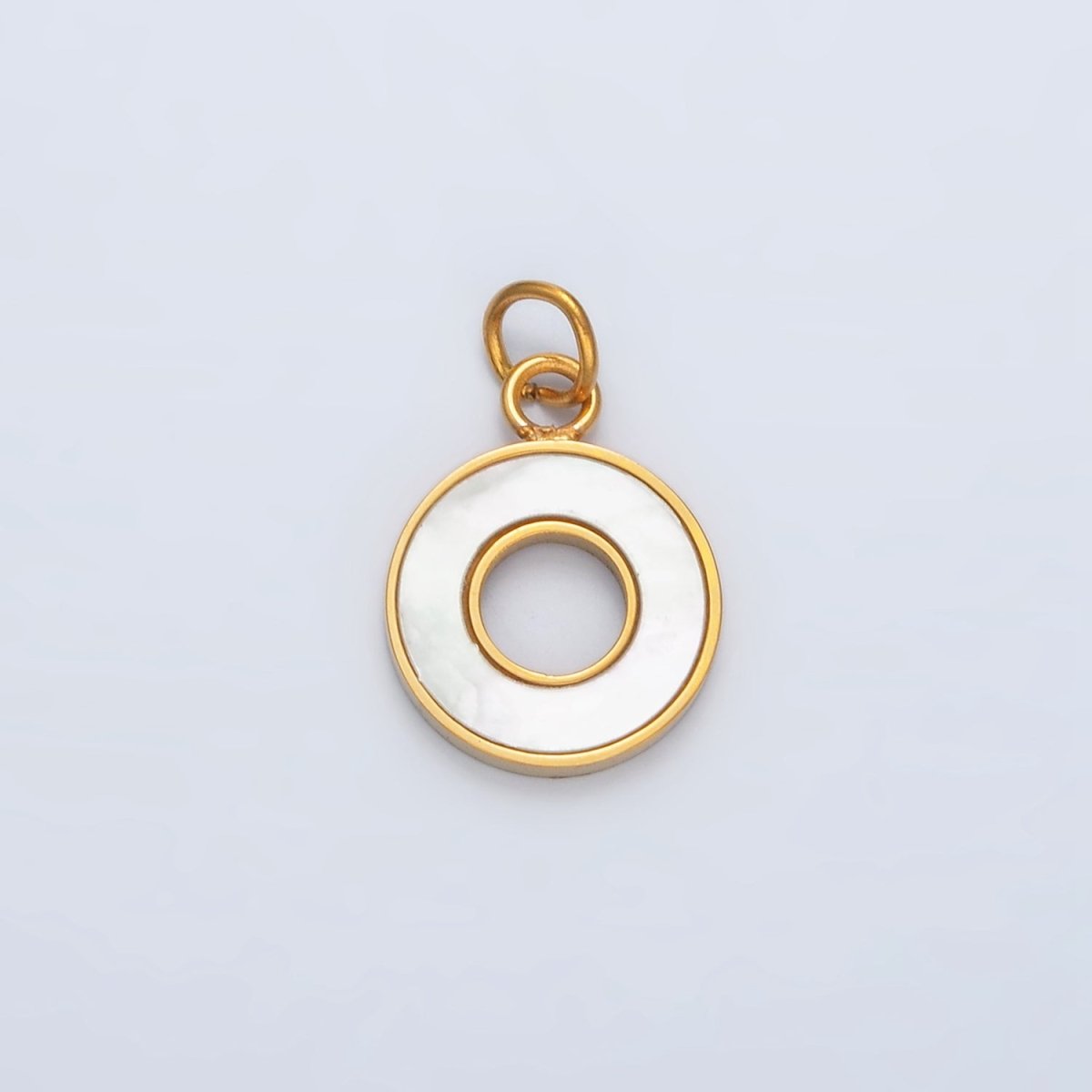 Stainless Steel Open Round Shell Pearl Charm | P1039