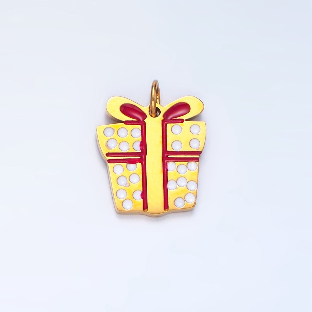 Stainless Steel Present Gift Dotted Enamel Christmas Holidays Charm | P1511