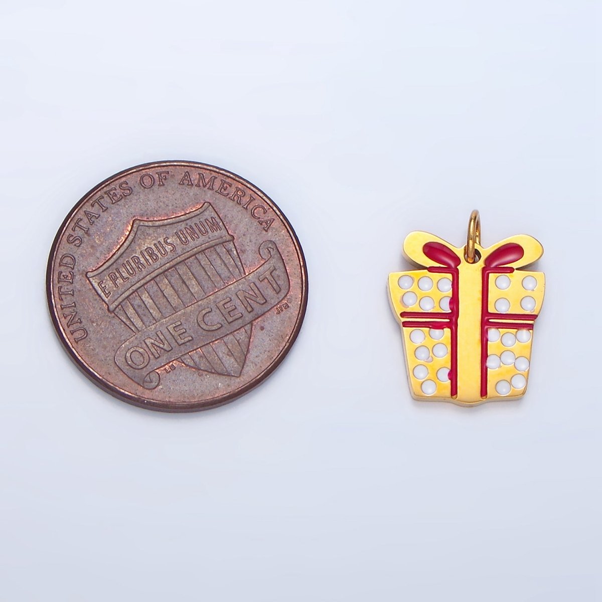 Stainless Steel Present Gift Dotted Enamel Christmas Holidays Charm | P1511
