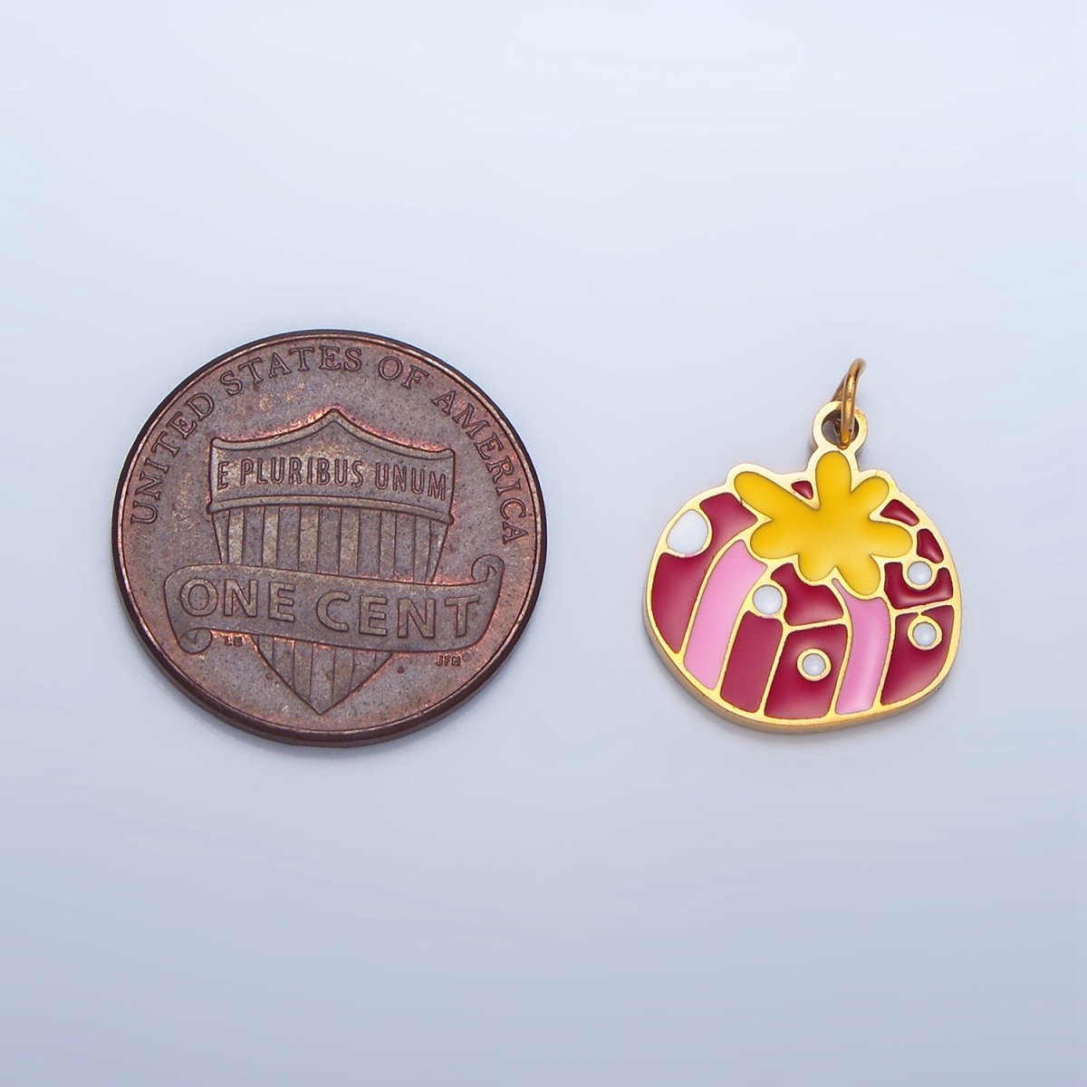 Stainless Steel Presents Gift Enamel Christmas Holiday Charm | P1515