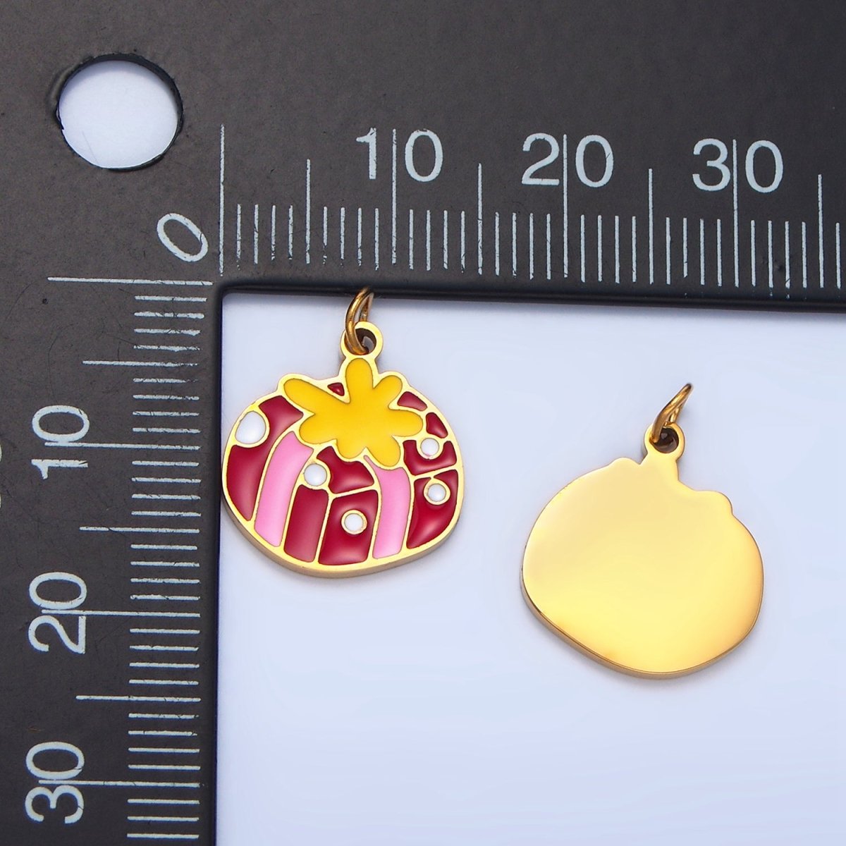 Stainless Steel Presents Gift Enamel Christmas Holiday Charm | P1515
