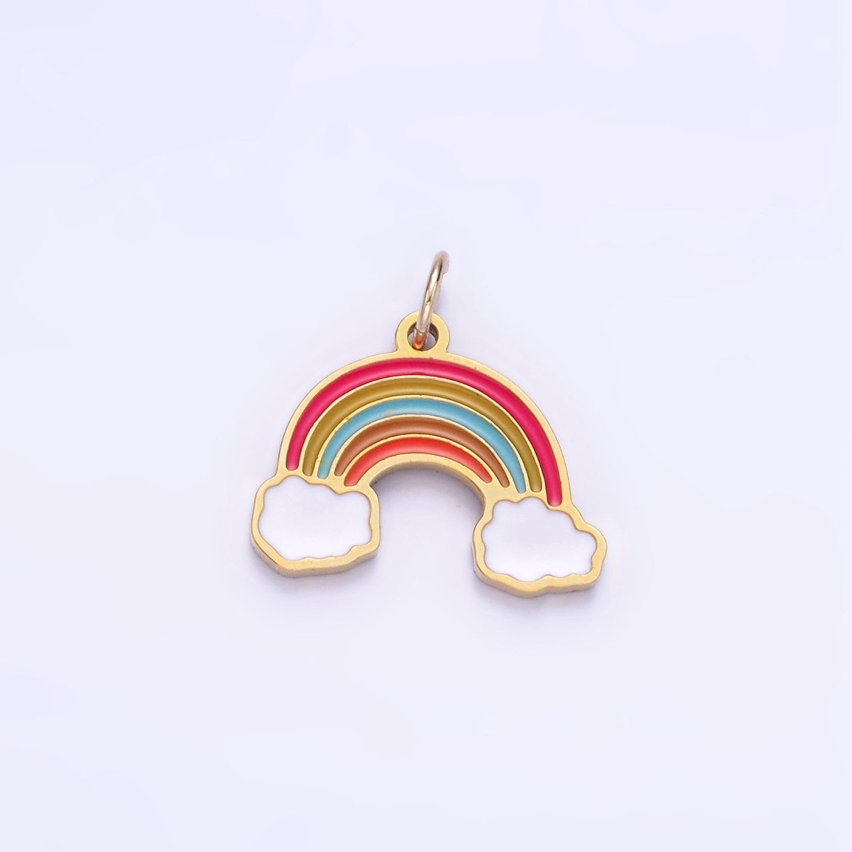 Stainless Steel Rainbow Charm Enamel Clouds Kids Jewelry Pendant | P1004