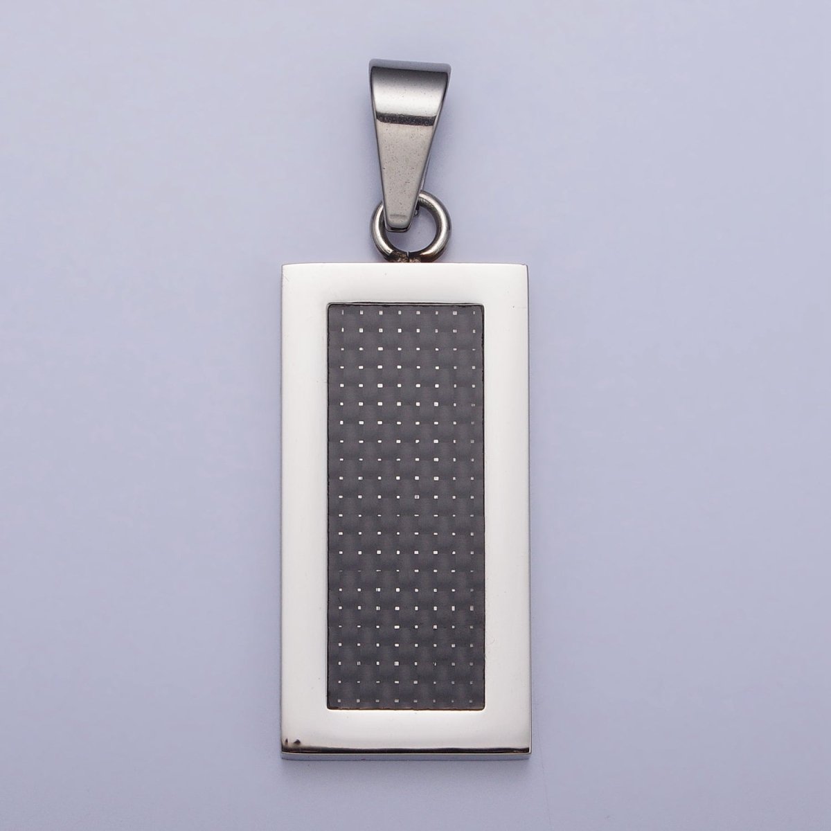 Stainless Steel Rectangular Black Matte Tag Pendant in Gold & Silver | P1100