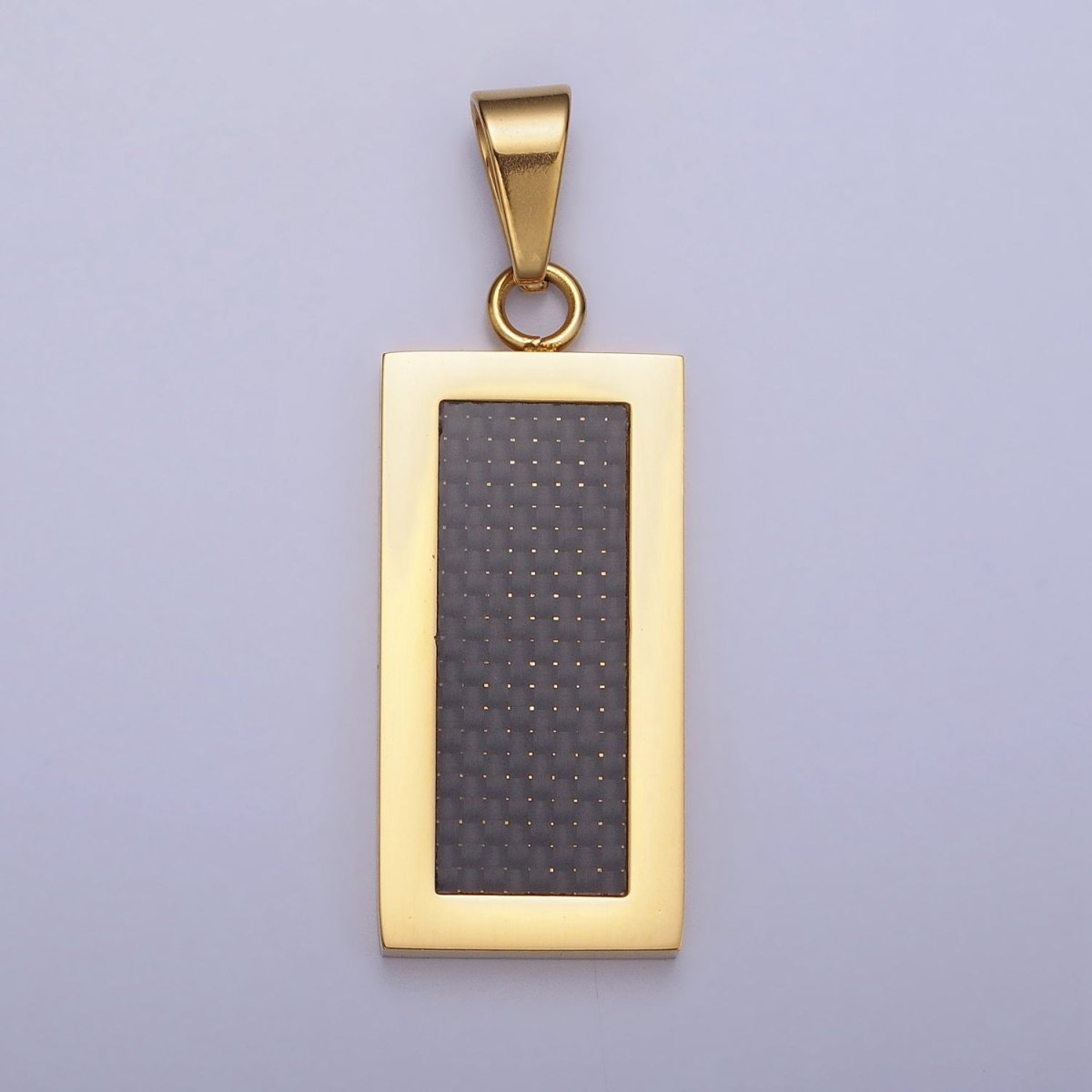 Stainless Steel Rectangular Black Matte Tag Pendant in Gold & Silver | P1100