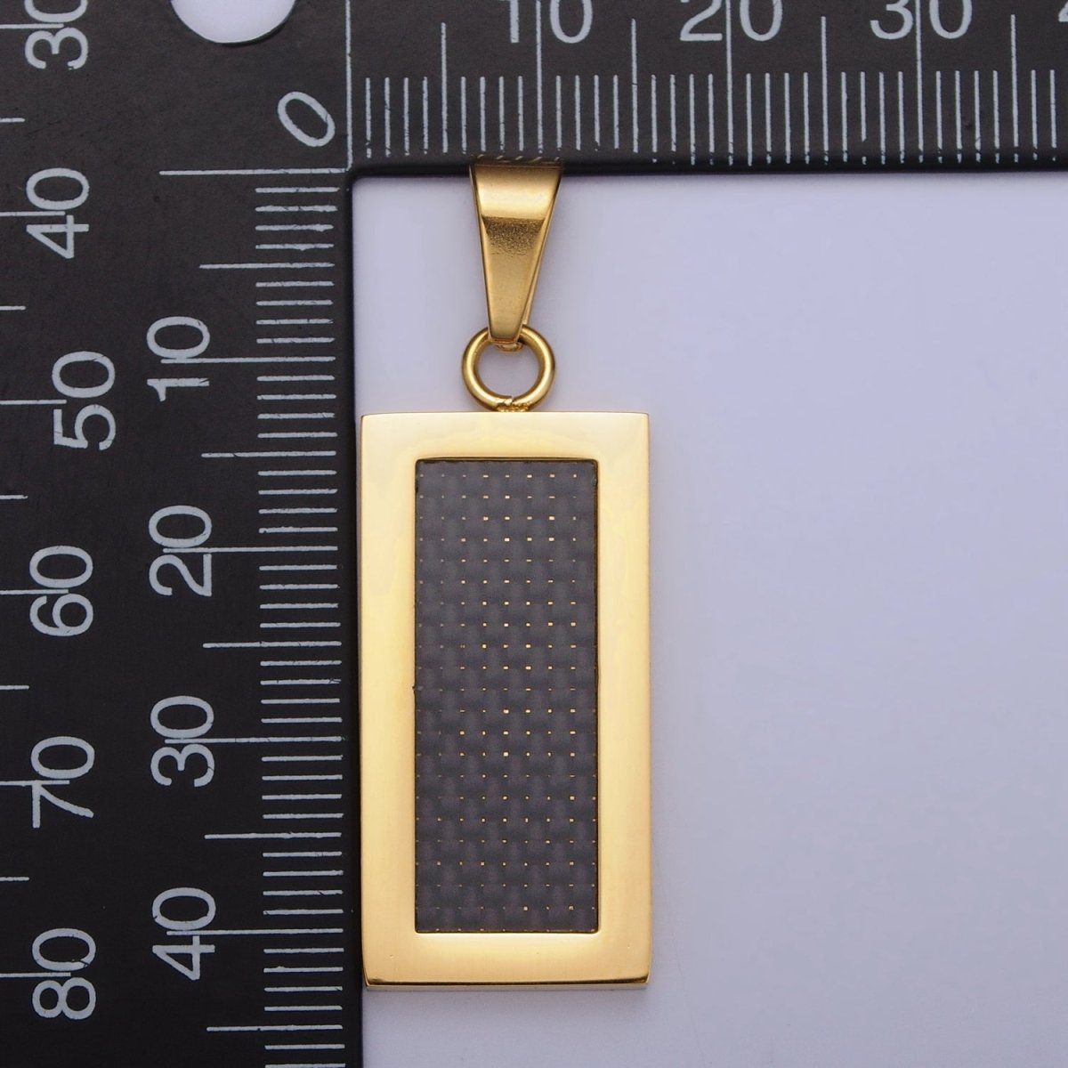 Stainless Steel Rectangular Black Matte Tag Pendant in Gold & Silver | P1100