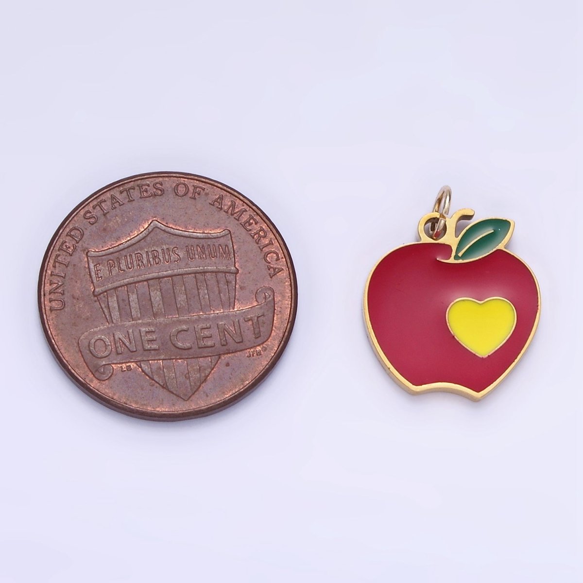 Stainless Steel Red Apple Charm Enamel Fruit Pendant | P997