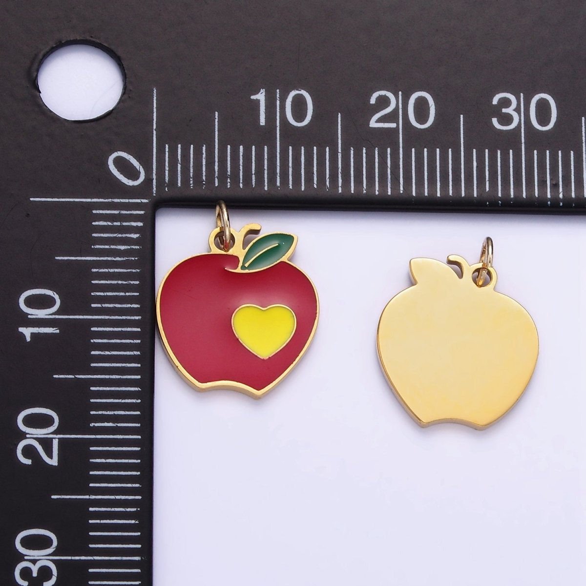 Stainless Steel Red Apple Charm Enamel Fruit Pendant | P997