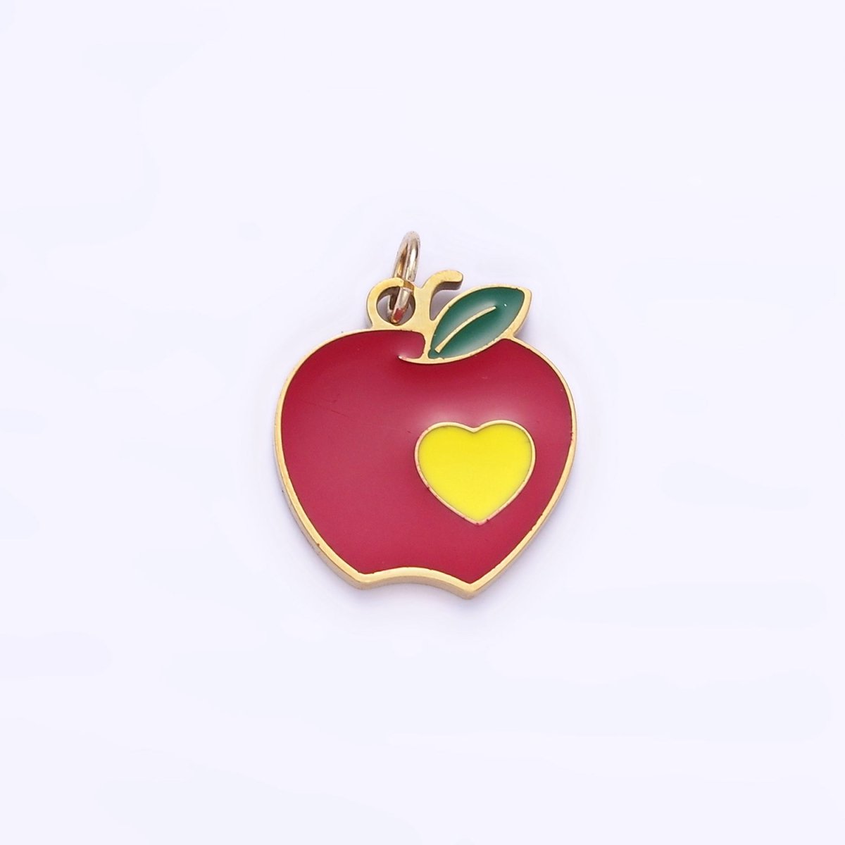 Stainless Steel Red Apple Charm Enamel Fruit Pendant | P997