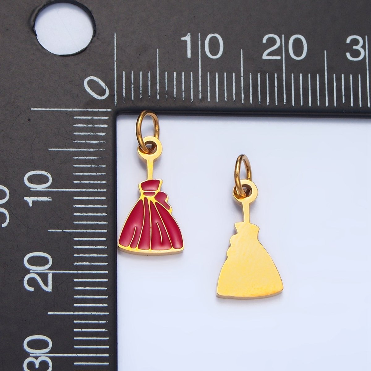 Stainless Steel Red Enamel Dress Mini Charm | P1298