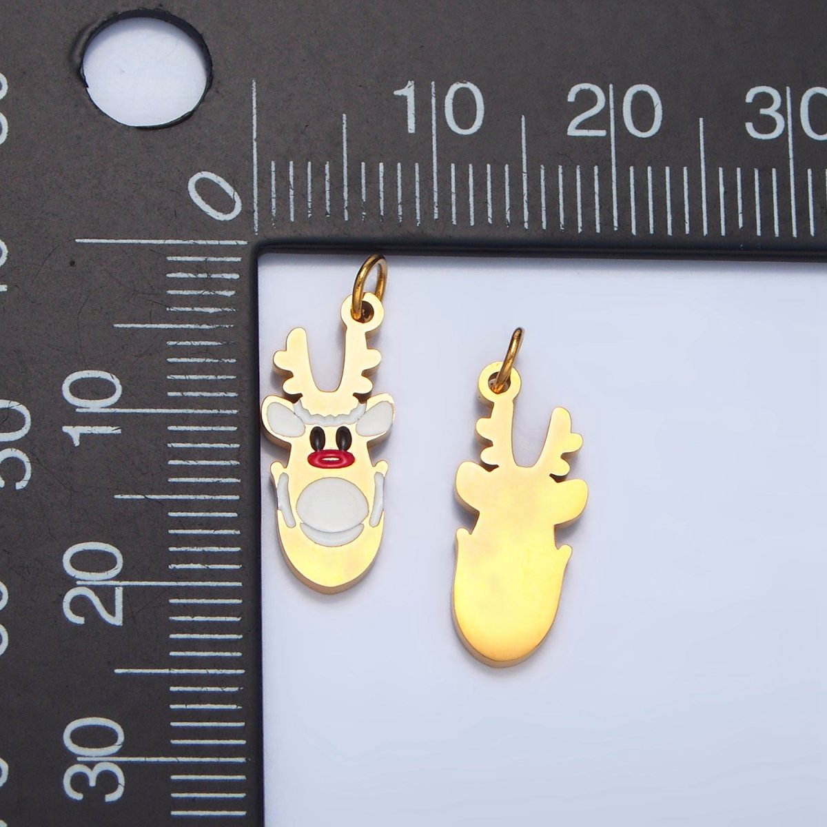 Stainless Steel Reindeer Animal Enamel Christmas Holidays Charm | P1346