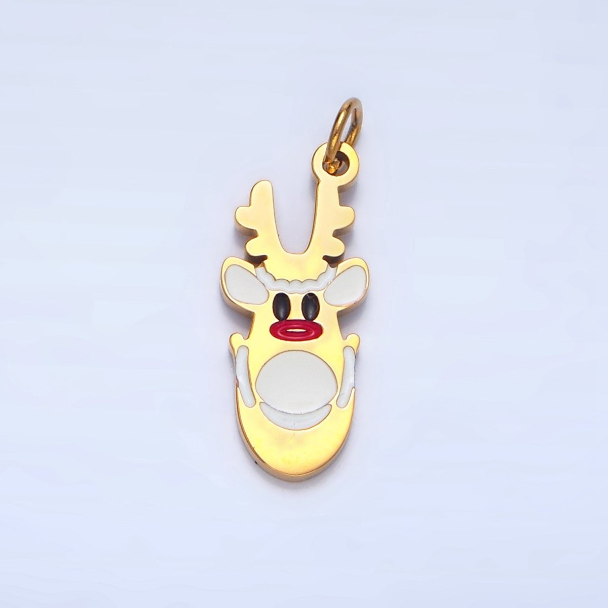 Stainless Steel Reindeer Animal Enamel Christmas Holidays Charm | P1346