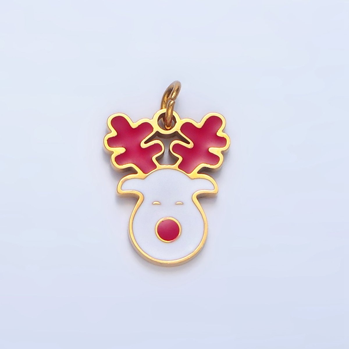 Stainless Steel Reindeer Stag Enamel Christmas Holiday Charm | P1513