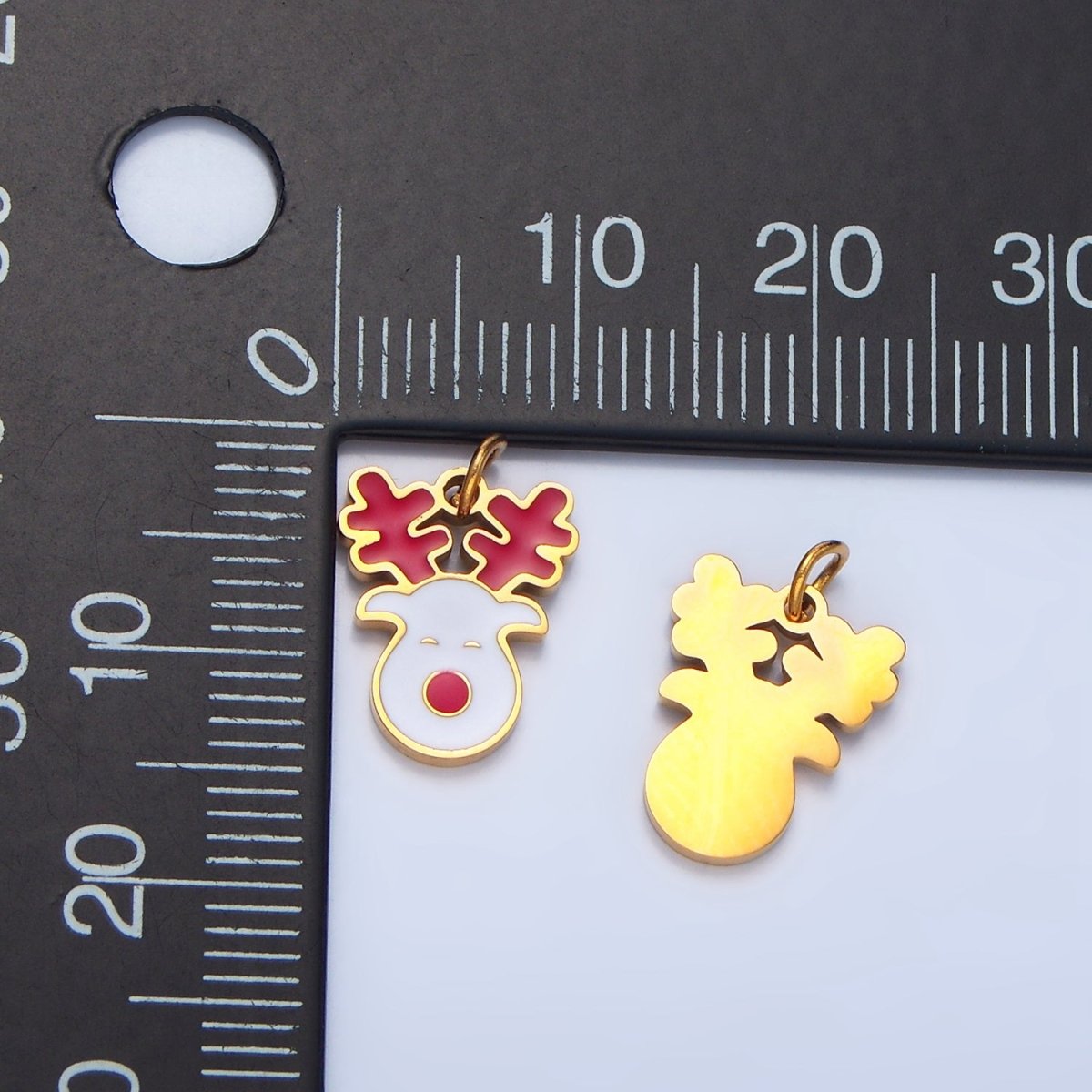 Stainless Steel Reindeer Stag Enamel Christmas Holiday Charm | P1513