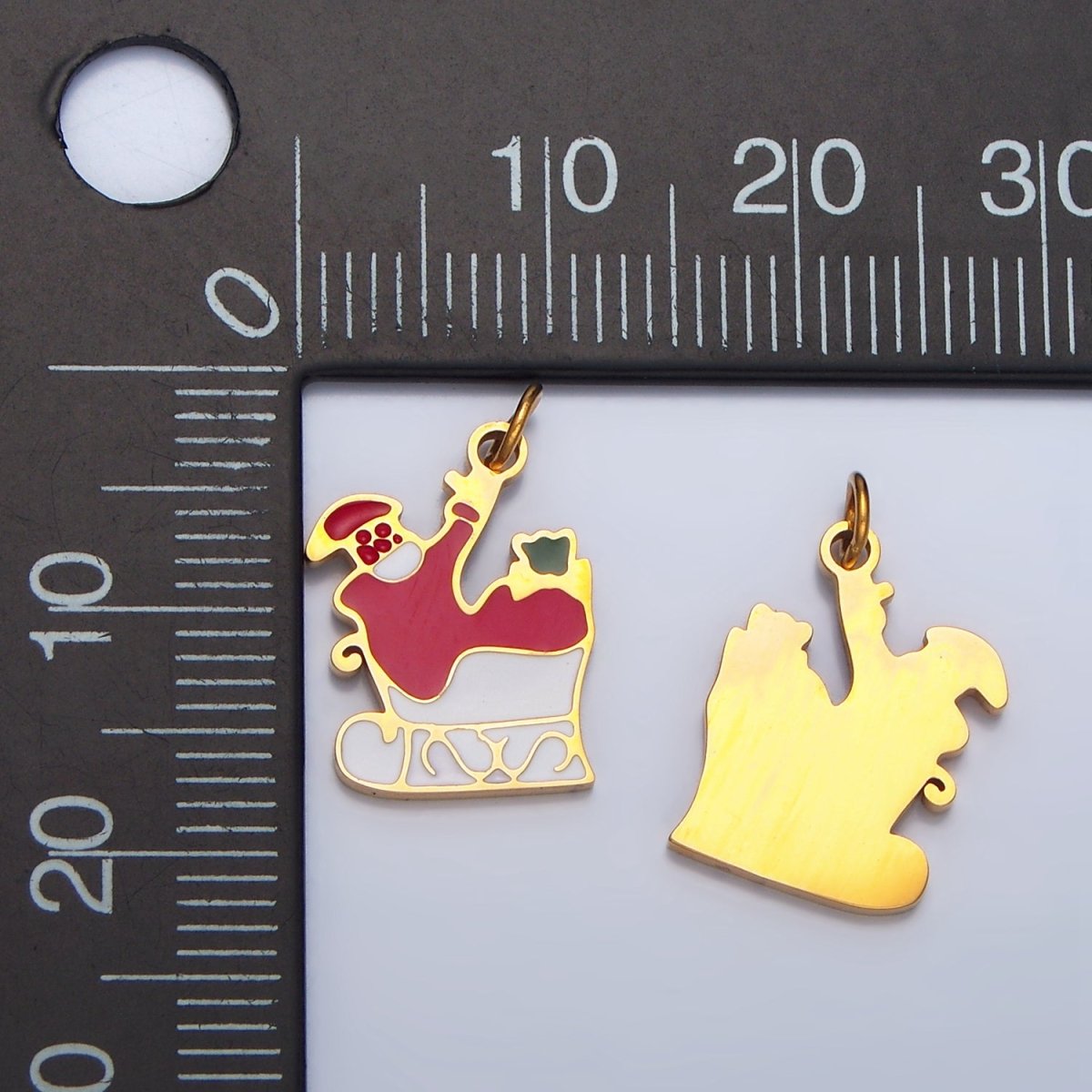 Stainless Steel Santa Claus Christmas Sled Enamel Holiday Charm | P1311