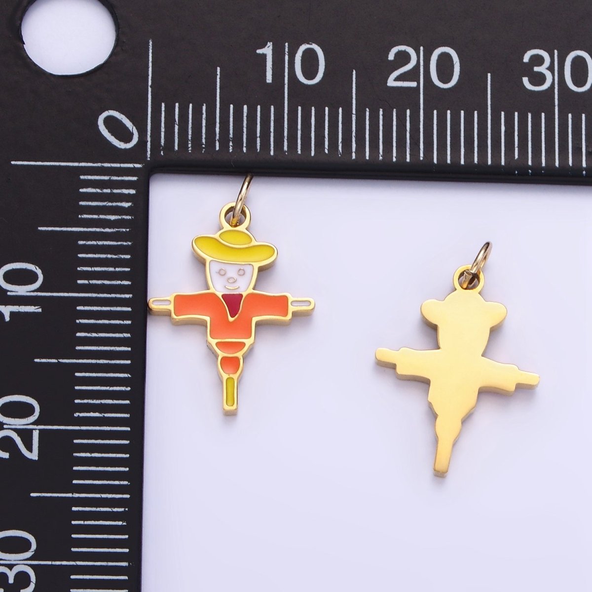 Stainless Steel Scare crow Enamel Fall Thanksgiving Kids Jewelry Pendant | P1001