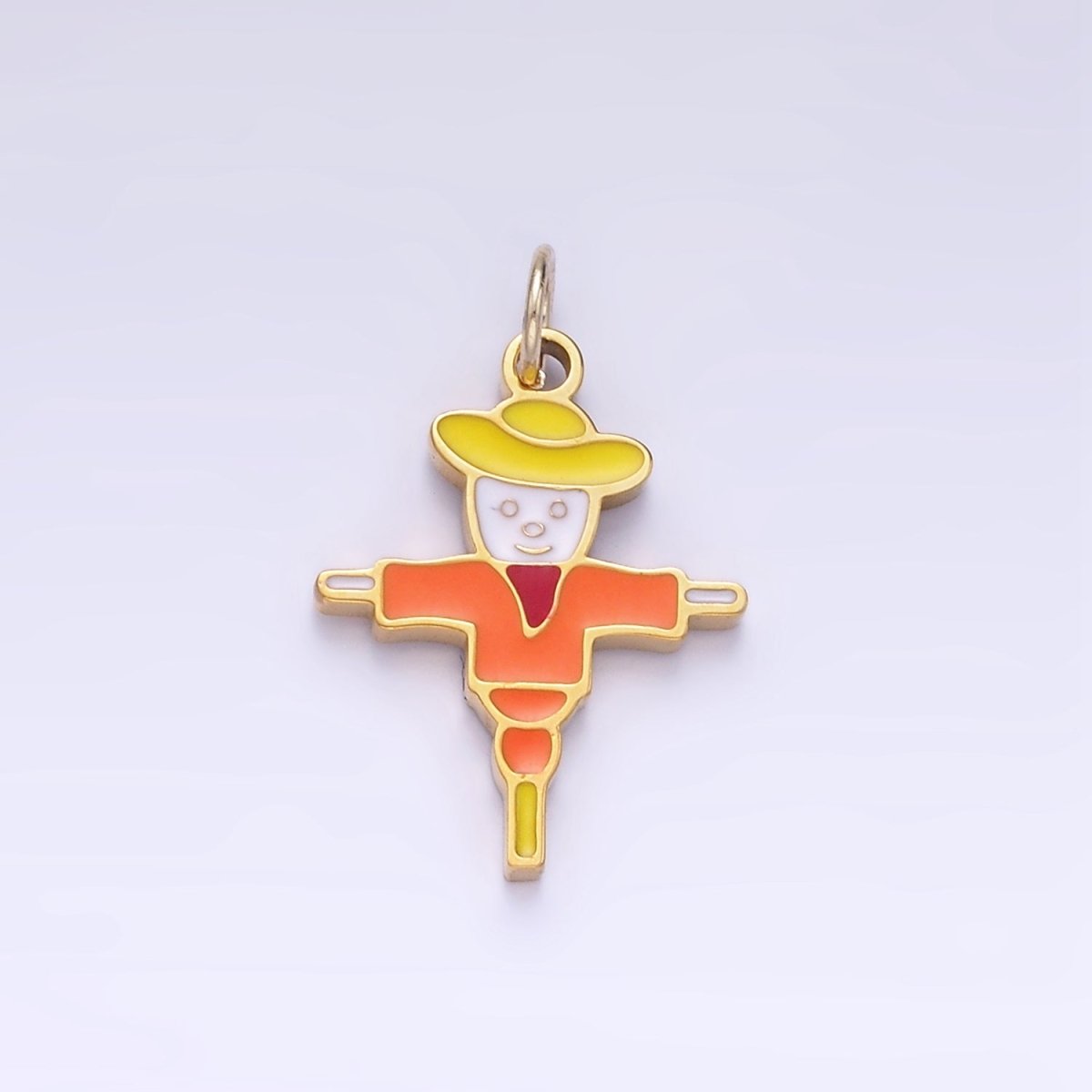 Stainless Steel Scare crow Enamel Fall Thanksgiving Kids Jewelry Pendant | P1001