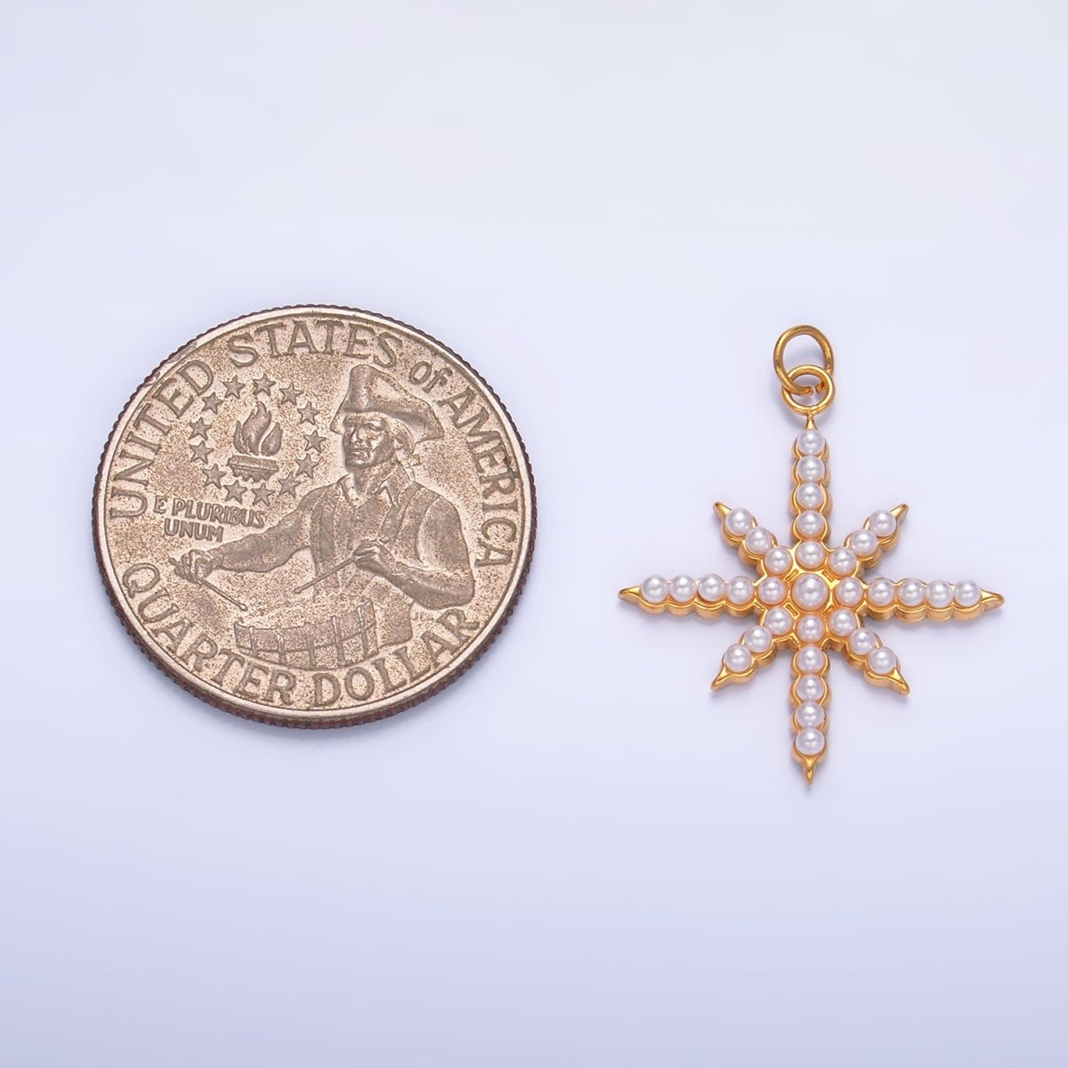 Stainless Steel Shell Pearl Celestial North Star Charm | P1449